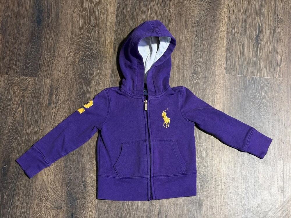Ralph Lauren Big Pony Full-zip Hoodie Sweatshirt 3T Purple Full Zip Long Sleeve